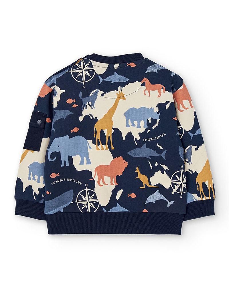 BOBOLI Fleece sweatshirt printed for baby -BCI - 302049