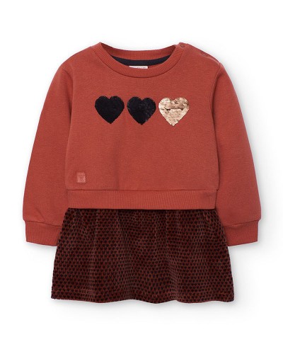 BOBOLI Fleece combined dress for baby -BCI - 212072 BOBOLI Fleece combined dress for baby -BCI - 212072