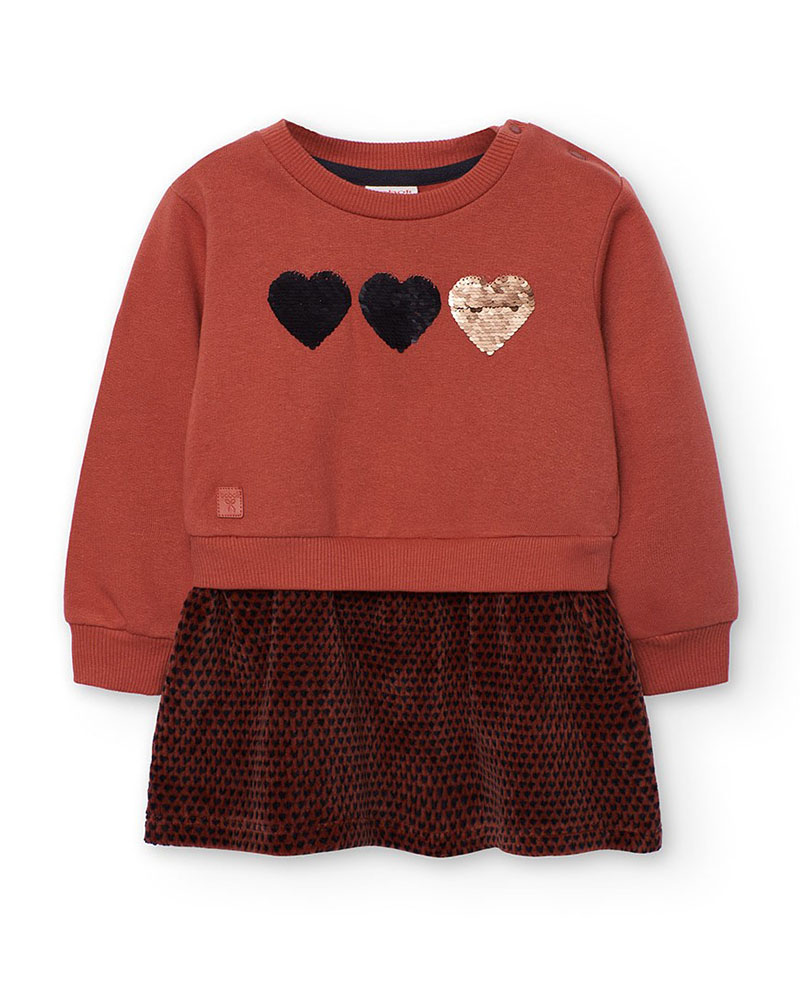 BOBOLI Fleece combined dress for baby -BCI - 212072 BOBOLI Fleece combined dress for baby -BCI - 212072