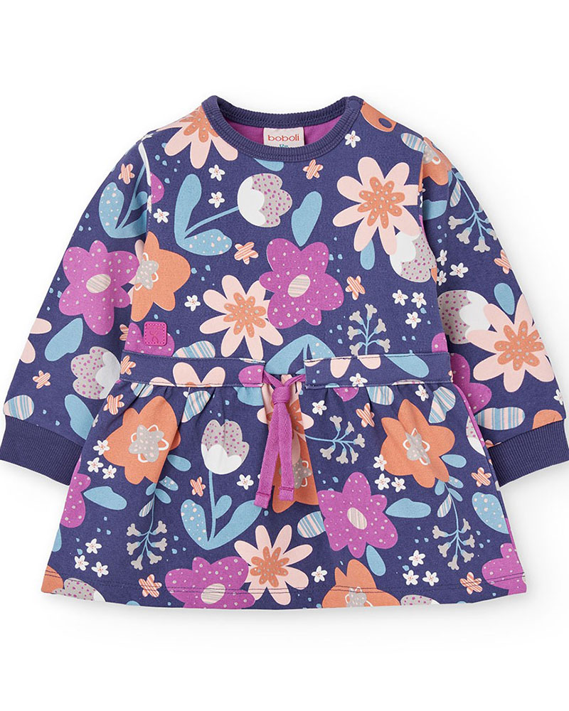 BOBOLI Fleece dress floral for baby girl -BCI - 222095 BOBOLI Fleece dress floral for baby girl -BCI - 222095