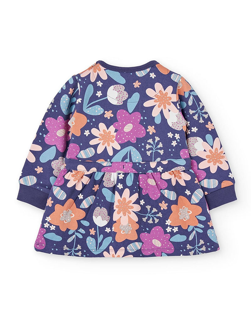 BOBOLI Fleece dress floral for baby girl -BCI - 222095 BOBOLI Fleece dress floral for baby girl -BCI - 222095