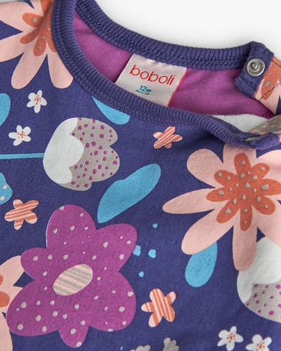 BOBOLI Fleece dress floral for baby girl -BCI - 222095 BOBOLI Fleece dress floral for baby girl -BCI - 222095