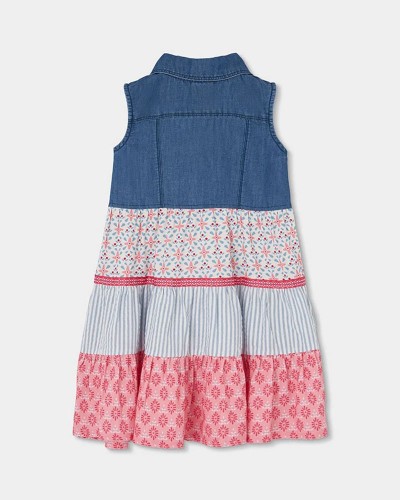 BOBOLI Denim dress combined for girl -BCI - 303130