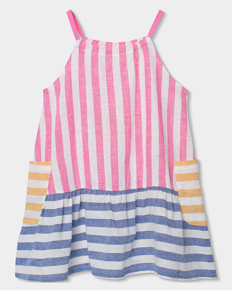 BOBOLI Linen dress striped for girl - 343033