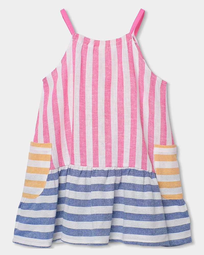 BOBOLI Linen dress striped for girl - 343033
