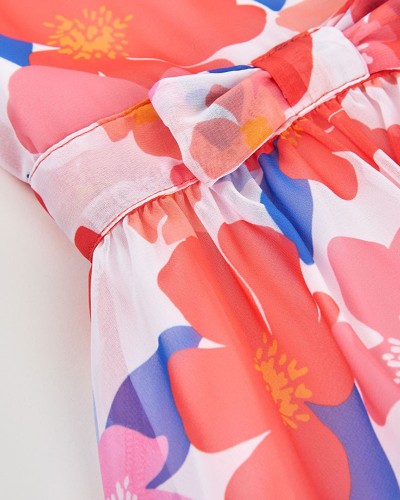 BOBOLI Chiffon dress floral for girl - 753005