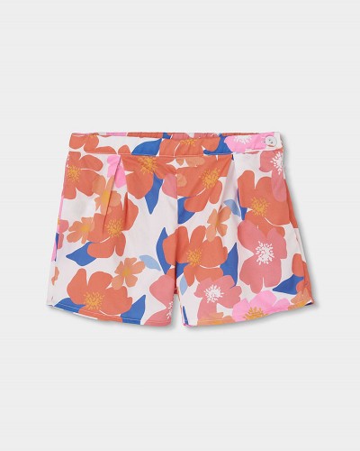 BOBOLI Satin bermuda shorts floral for girl -BCI - 753027