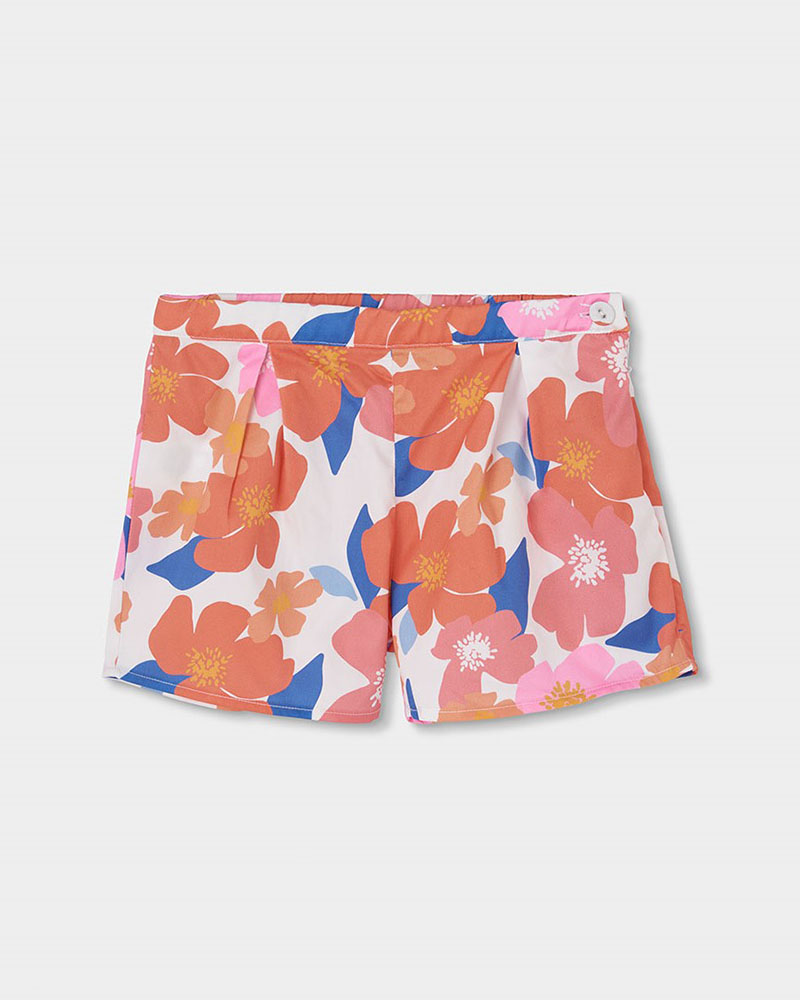 BOBOLI Satin bermuda shorts floral for girl -BCI - 753027