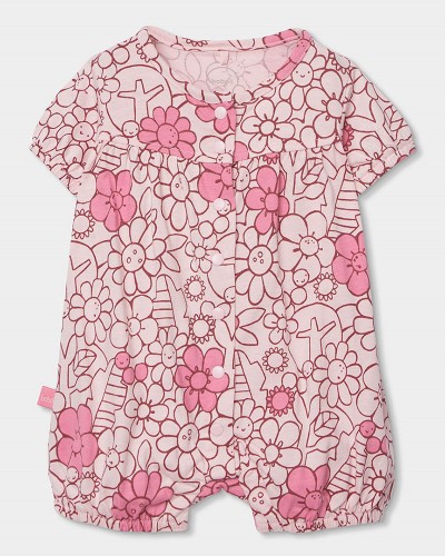 BOBOLI Knit play suit floral for baby girl -BCI - 133074