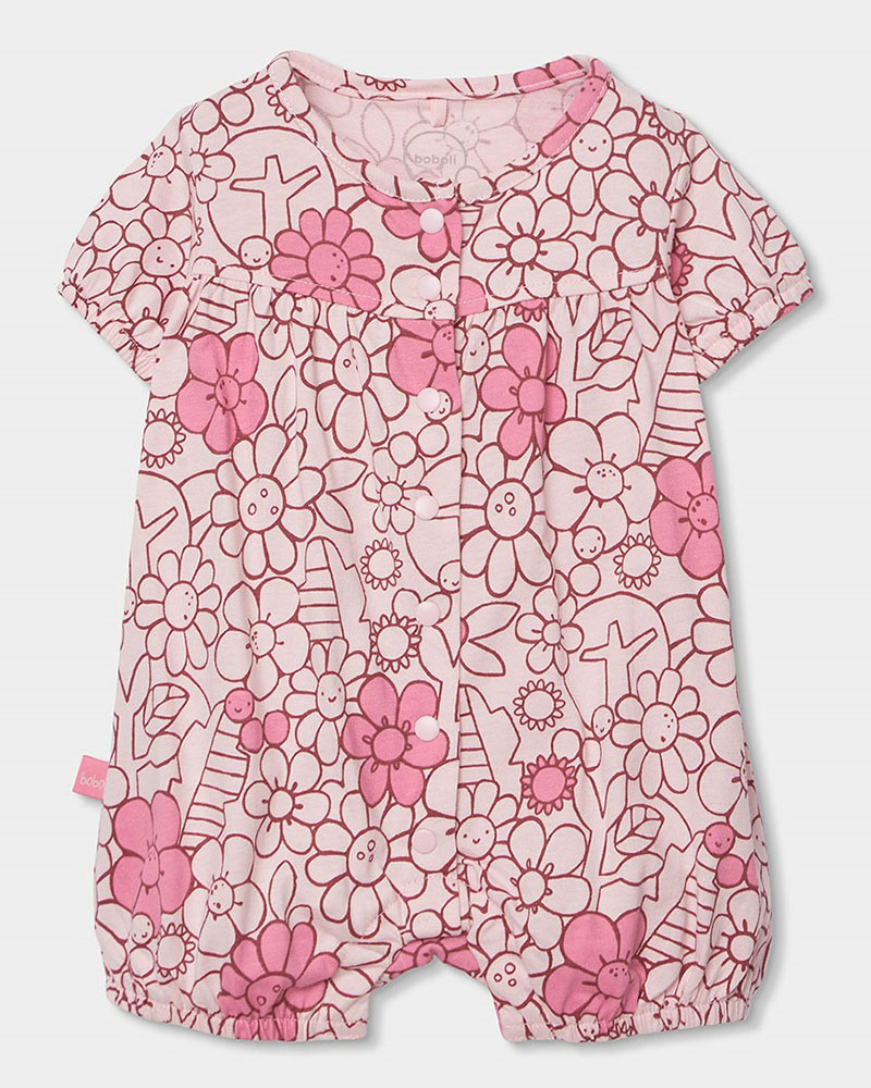 BOBOLI Knit play suit floral for baby girl -BCI - 133074