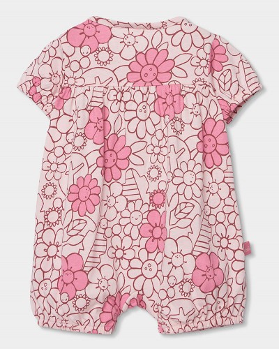 BOBOLI Knit play suit floral for baby girl -BCI - 133074