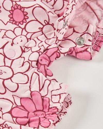 BOBOLI Knit play suit floral for baby girl -BCI - 133074