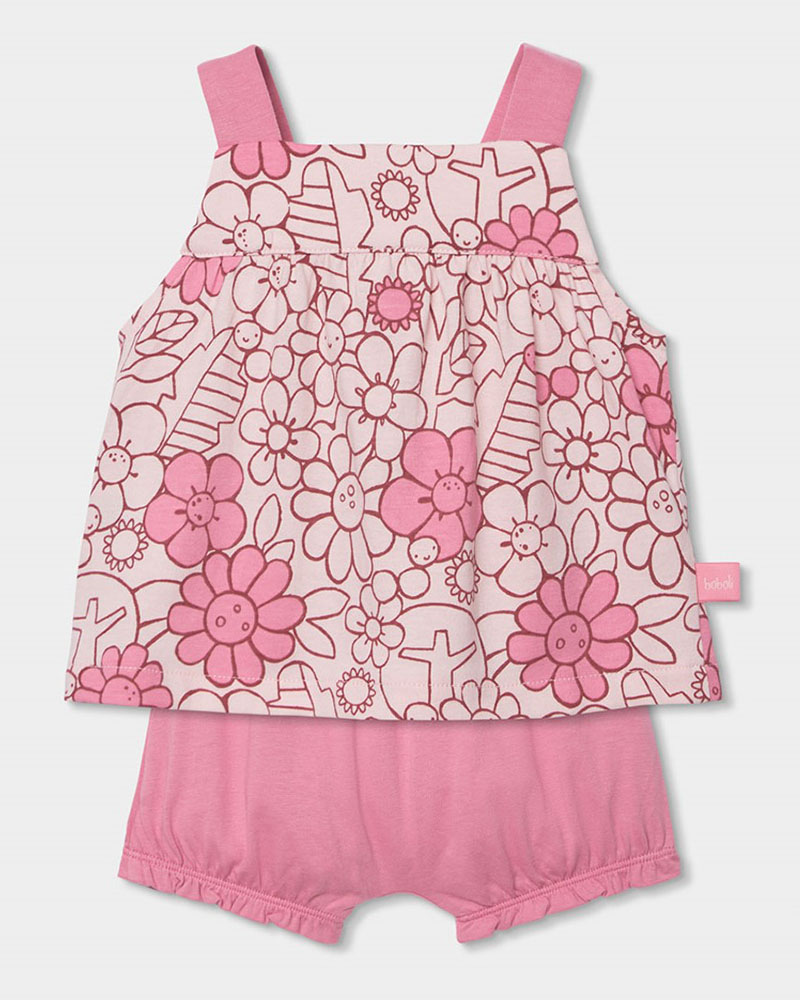 BOBOLI Set knit floral for baby girl -BCI - 133029