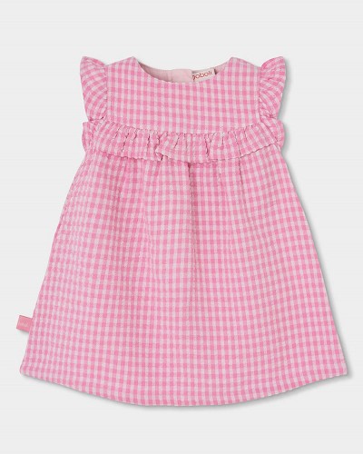 BOBOLI Poplin dress check for baby -BCI - 133041