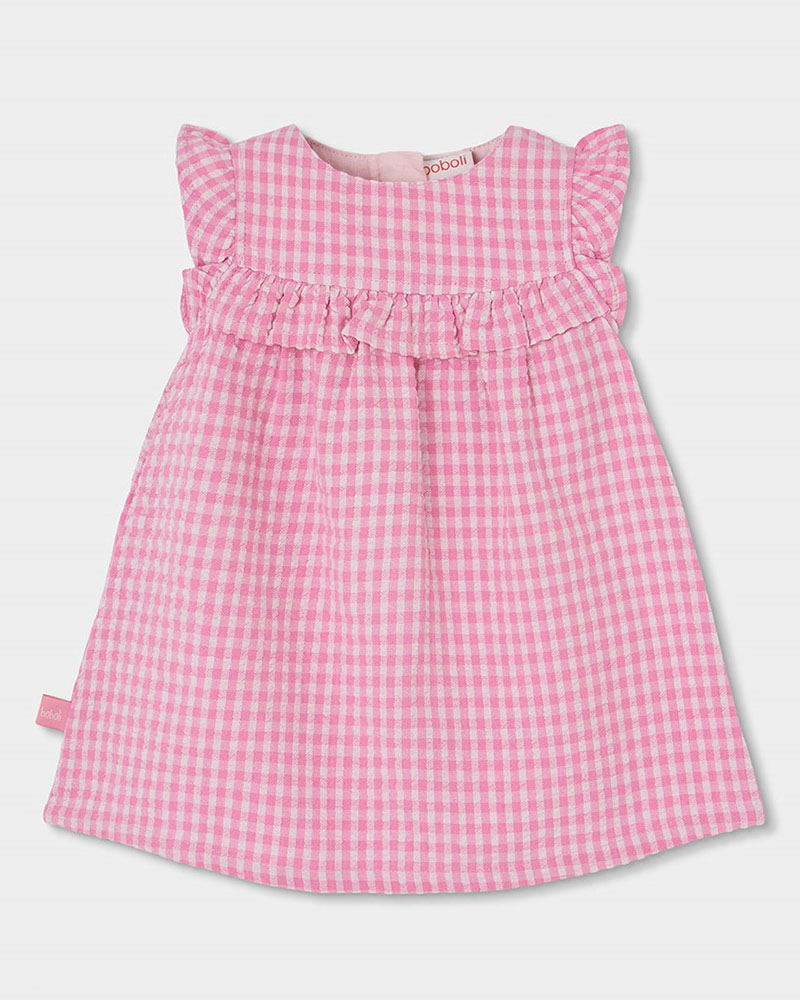 BOBOLI Poplin dress check for baby -BCI - 133041