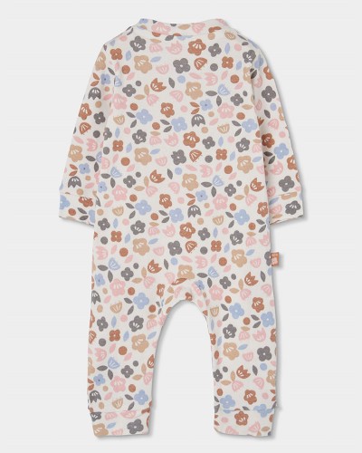 BOBOLI Ribbed play suit floral for baby -BCI - 114062
