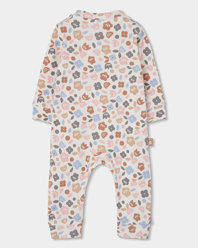 BOBOLI Ribbed play suit floral for baby -BCI - 114062