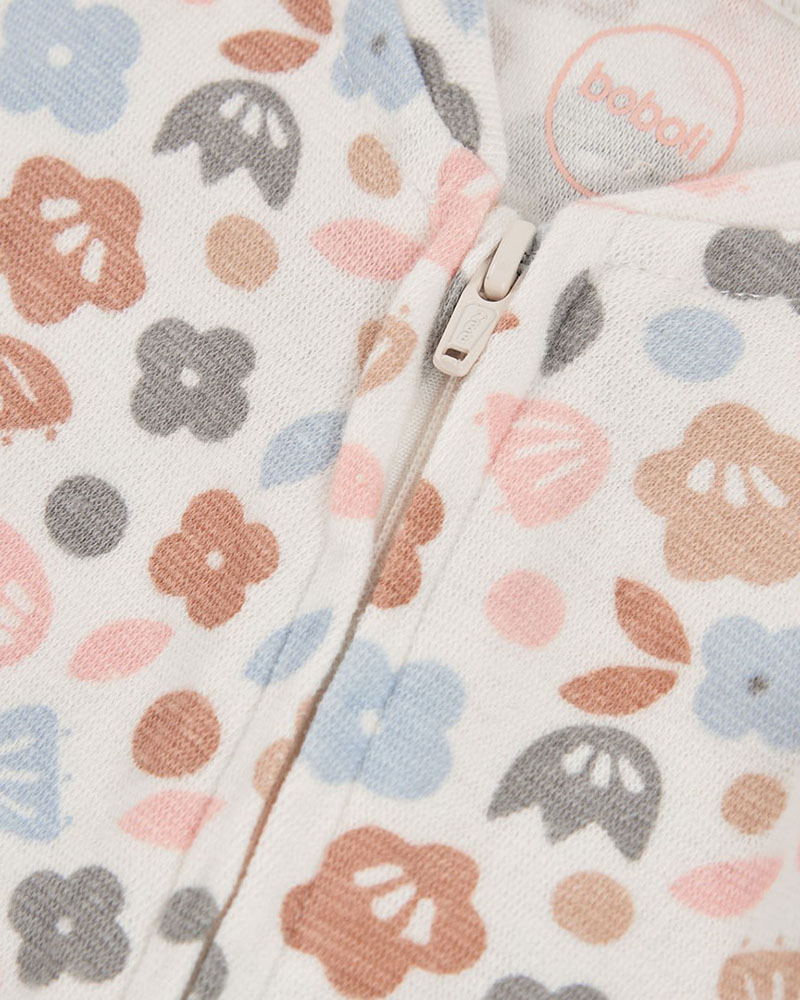 BOBOLI Ribbed play suit floral for baby -BCI - 114062
