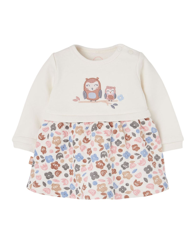 BOBOLI Knit dress floral for baby -BCI - 114039