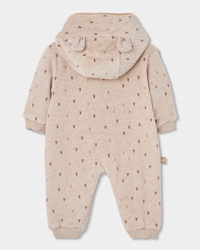 BOBOLI Velour play suit printed for baby -BCI - 234098