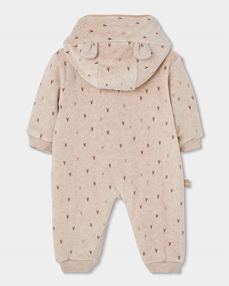 BOBOLI Velour play suit printed for baby -BCI - 234098