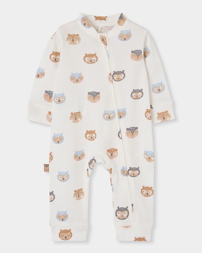 BOBOLI Ribbed play suit printed for baby -BCI - 214074