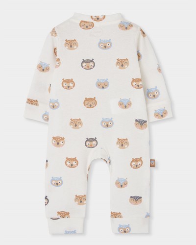 BOBOLI Ribbed play suit printed for baby -BCI - 214074