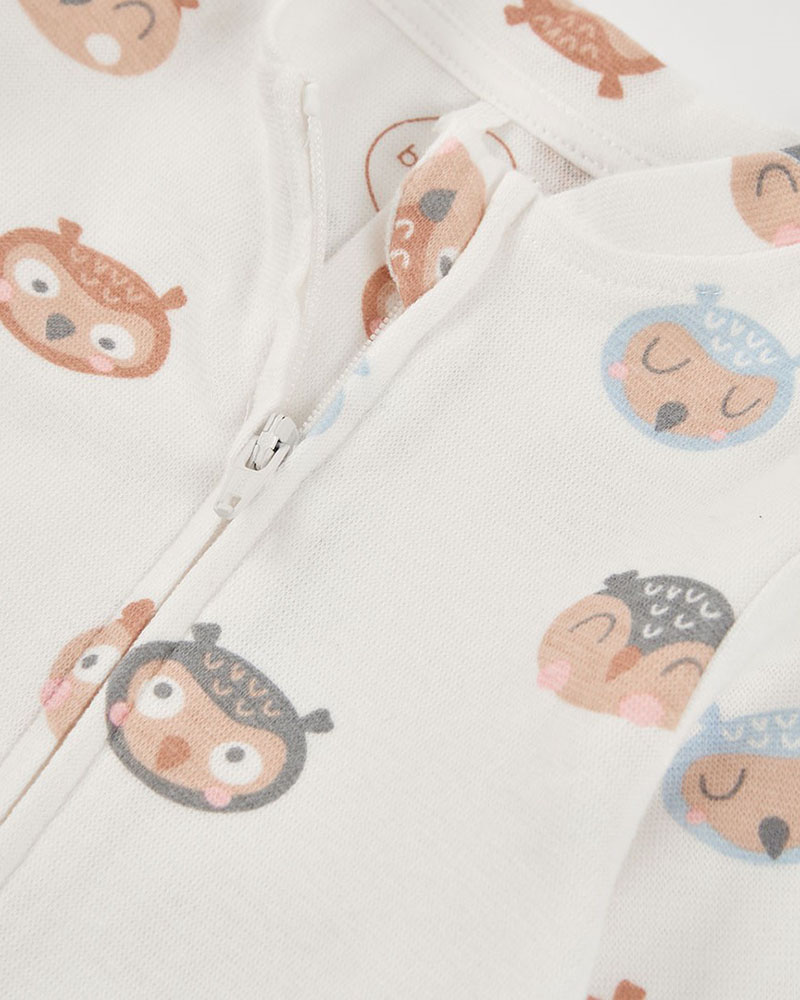 BOBOLI Ribbed play suit printed for baby -BCI - 214074