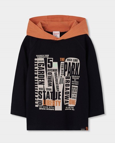 BOBOLI Knit hooded t-Shirt for boy -BCI - 624024
