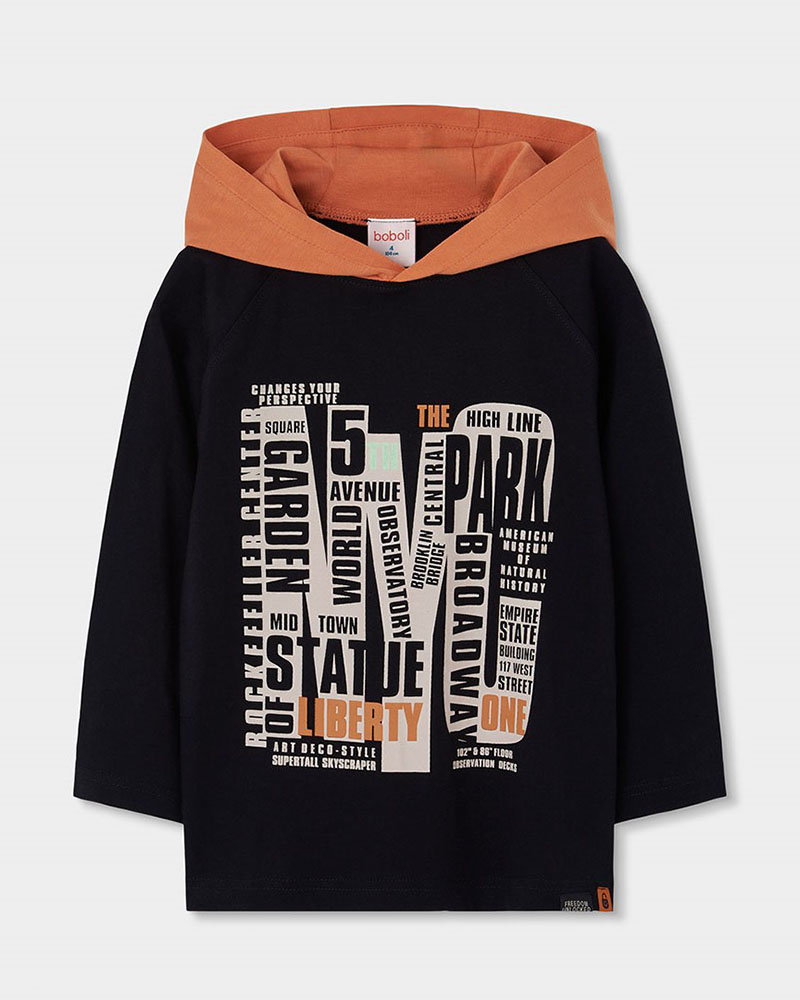 BOBOLI Knit hooded t-Shirt for boy -BCI - 624024