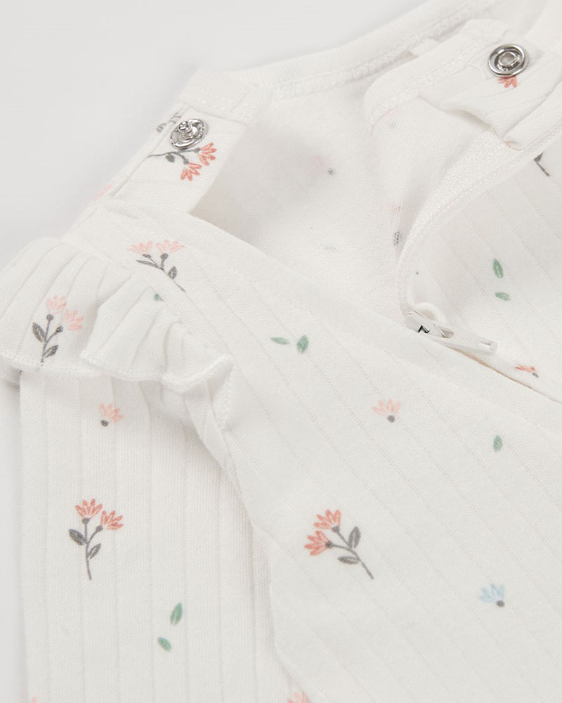 BOBOLI Interlock play suit floral for baby -BCI - 104016