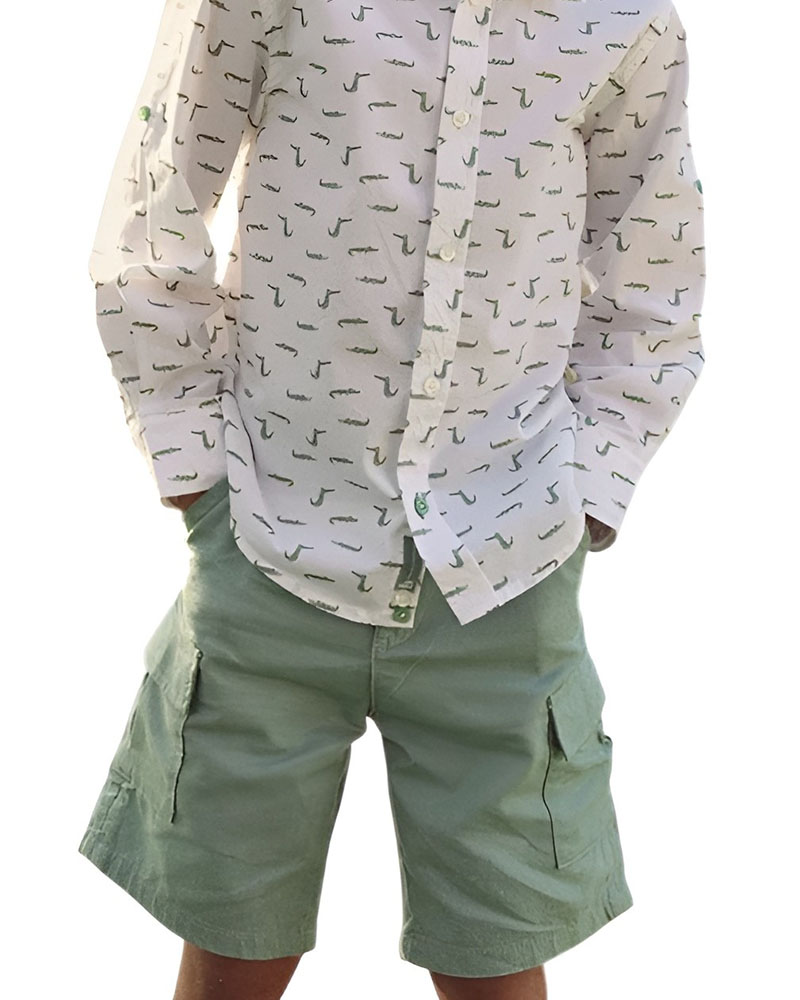 BOBOLI Linen bermuda shorts for boy -BCI - 813068