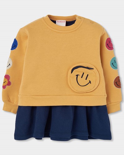 BOBOLI Fleece combined dress for girl -BCI - 304120