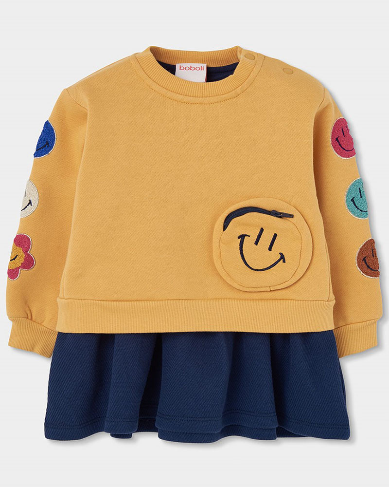 BOBOLI Fleece combined dress for girl -BCI - 304120