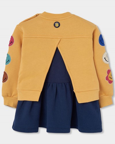 BOBOLI Fleece combined dress for girl -BCI - 304120