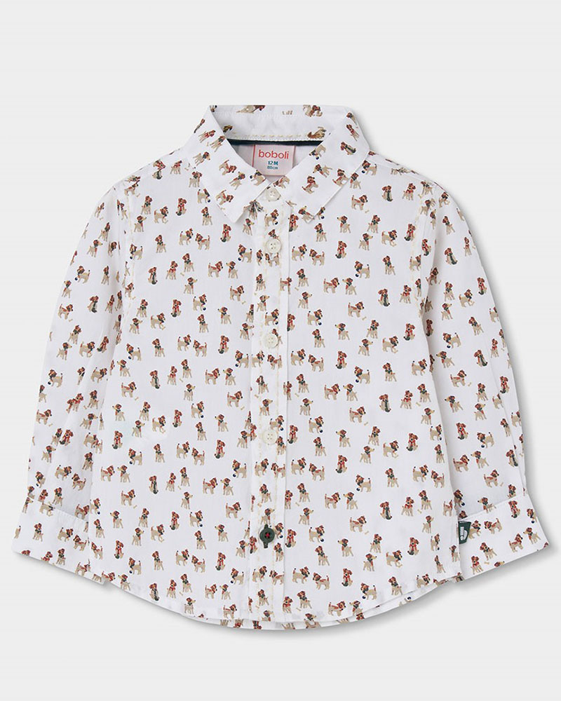 BOBOLI Poplin shirt printed for boy -BCI - 824015