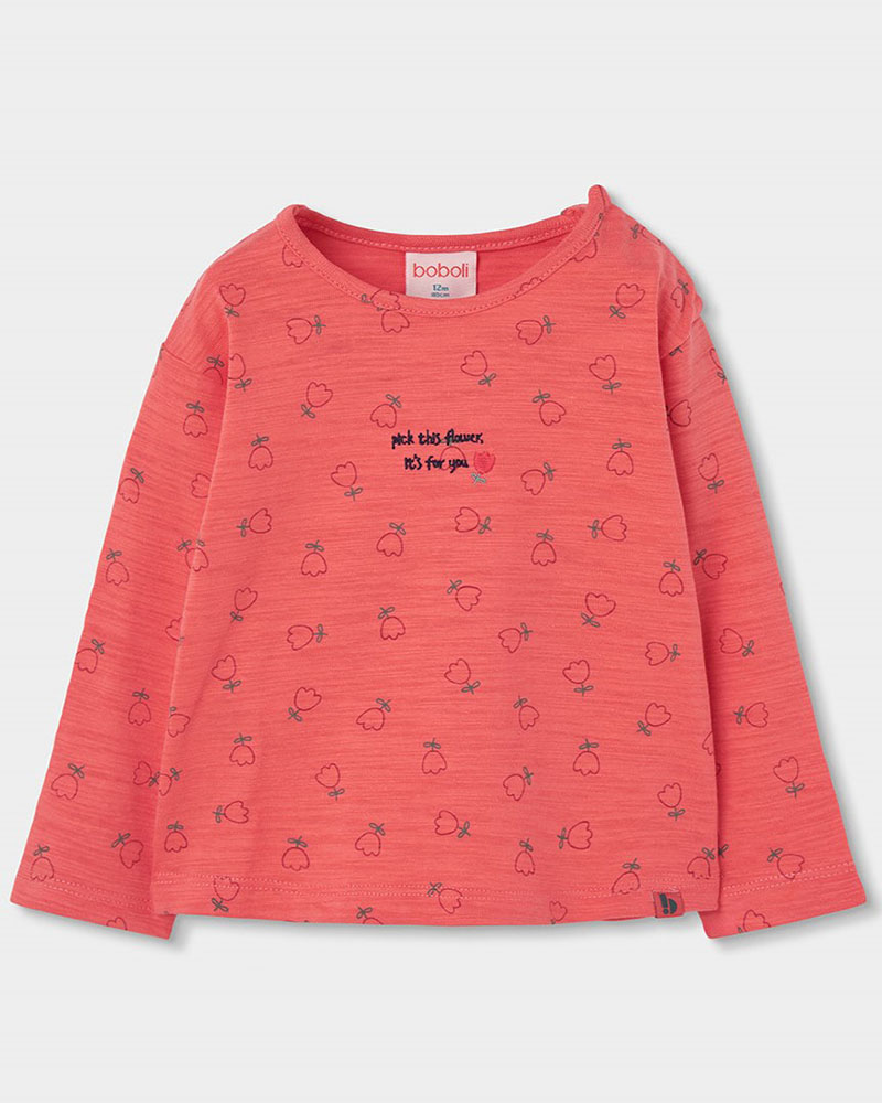 BOBOLI Knit t-Shirt flame for girl -BCI - 334044