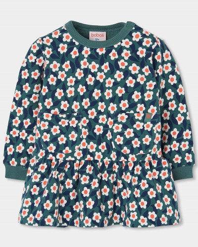 BOBOLI Fleece dress floral for girl -BCI - 334000