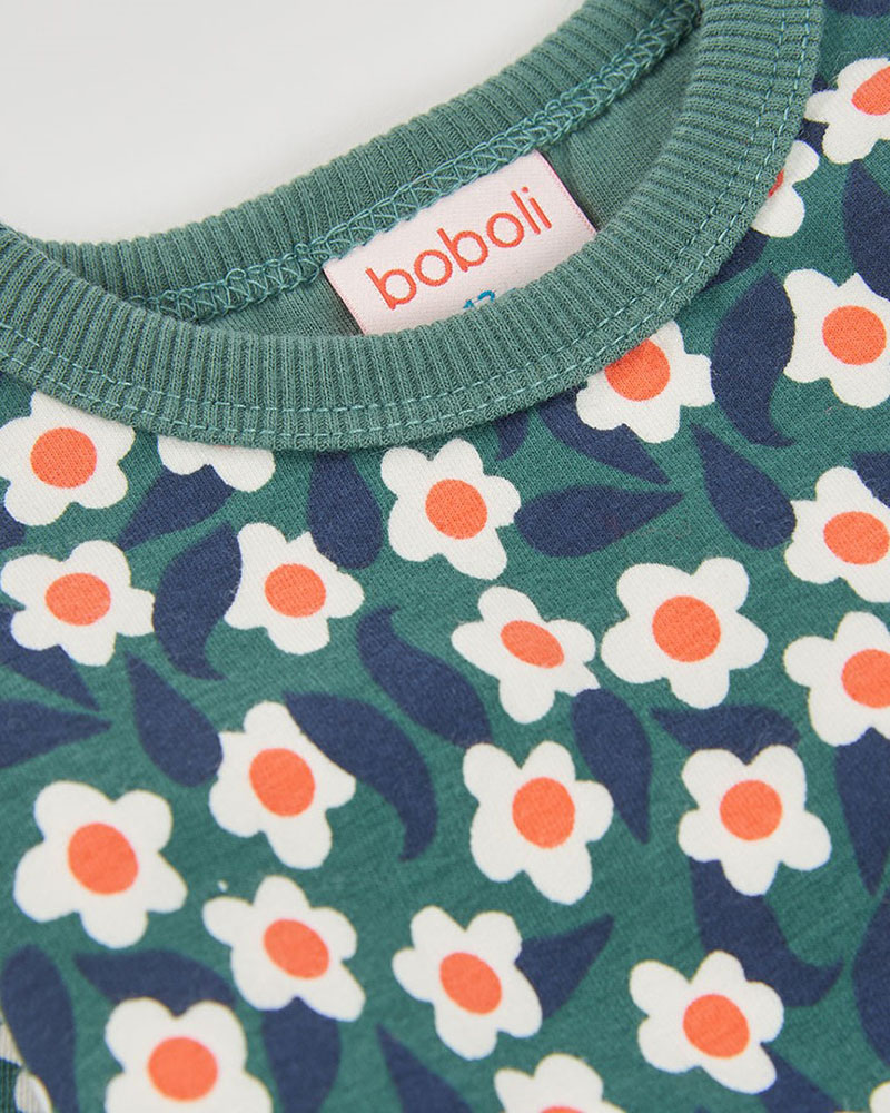 BOBOLI Fleece dress floral for girl -BCI - 334000