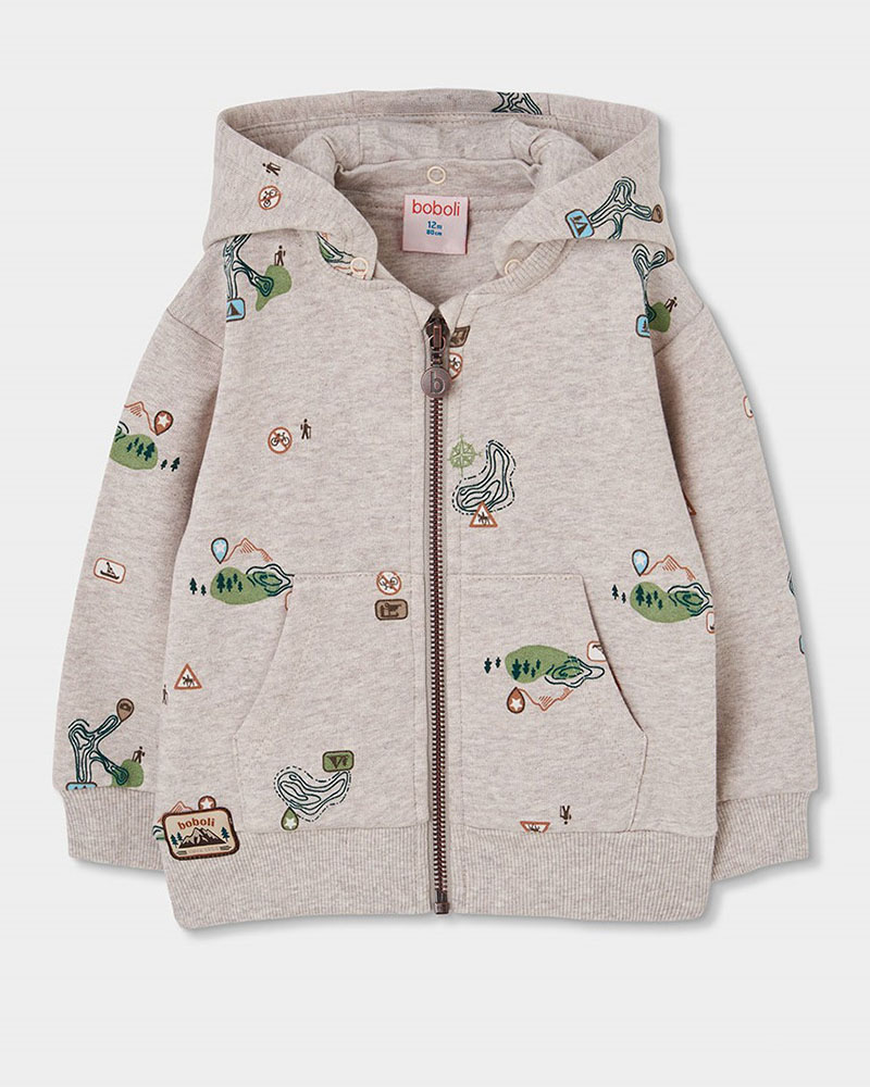 BOBOLI Fleece jacket printed for boy -BCI - 514156