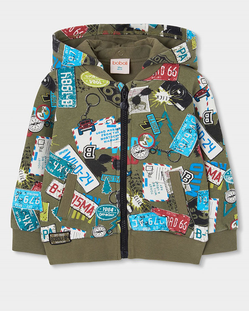 BOBOLI Fleece jacket printed for boy -BCI - 544148