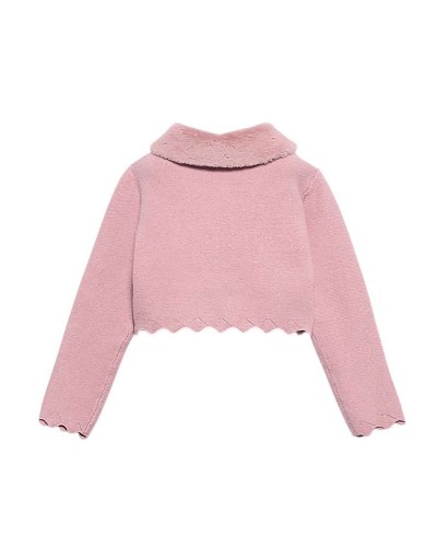 ABEL & LULA Ζακετα πλεκτη γιακας γουνα - 15-05834