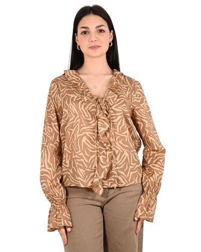MARKUP BLUSA IN MUSSOLA CON ROUCHES STAMPA ZEBRA ΜΠΛΟΥΖΑ ΓΥΝΑΙΚΕΙΟ - MUPAPMW1610121000000
