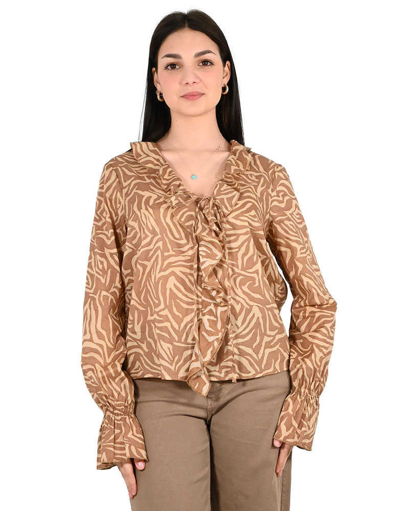 MARKUP BLUSA IN MUSSOLA CON ROUCHES STAMPA ZEBRA ΜΠΛΟΥΖΑ ΓΥΝΑΙΚΕΙΟ - MUPAPMW1610121000000