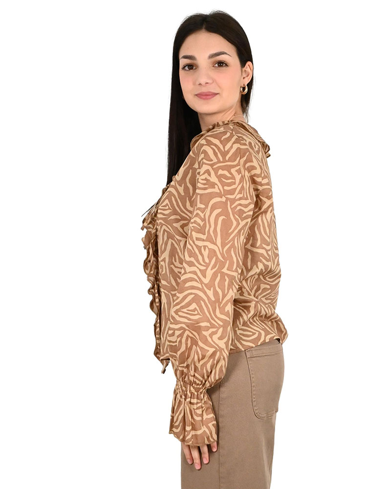 MARKUP BLUSA IN MUSSOLA CON ROUCHES STAMPA ZEBRA ΜΠΛΟΥΖΑ ΓΥΝΑΙΚΕΙΟ - MUPAPMW1610121000000