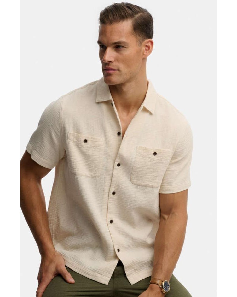 SUPERDRY & CO D2 STUD MERCHANT TEXTURED S/S SHIRT ΠΟΥΚΑΜΙΣΟ ΑΝΔΡΙΚΟ - SD0APM4011123A000000