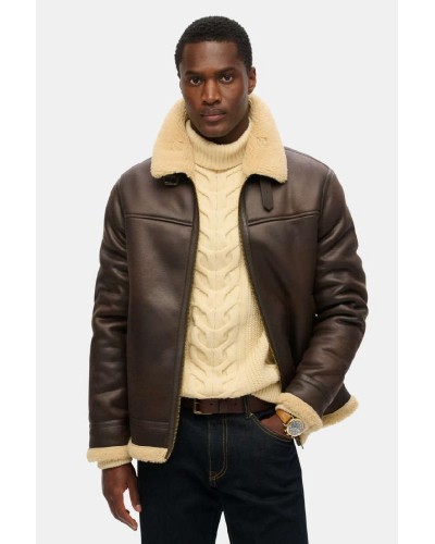 SUPERDRY & CO D2 OVIN FAUX SHEARLING AVIATOR JACKET ΜΠΟΥΦΑΝ ΑΝΔΡΙΚΟ - SD0APM5012141A000000