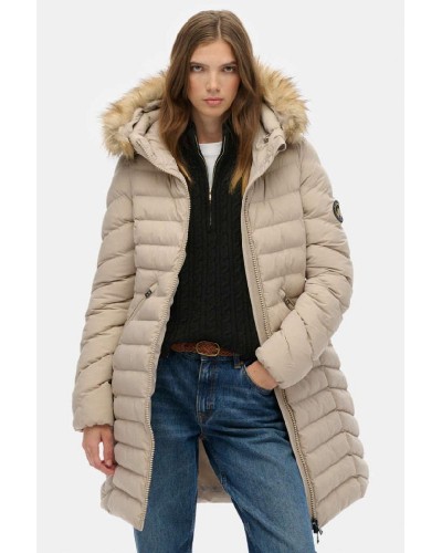 SUPERDRY & CO D2 OVIN FUJI FAUX FUR HOOD MID LENGTH ΜΠΟΥΦΑΝ ΓΥΝΑΙΚΕΙΟ - SD0APW5011999A000000