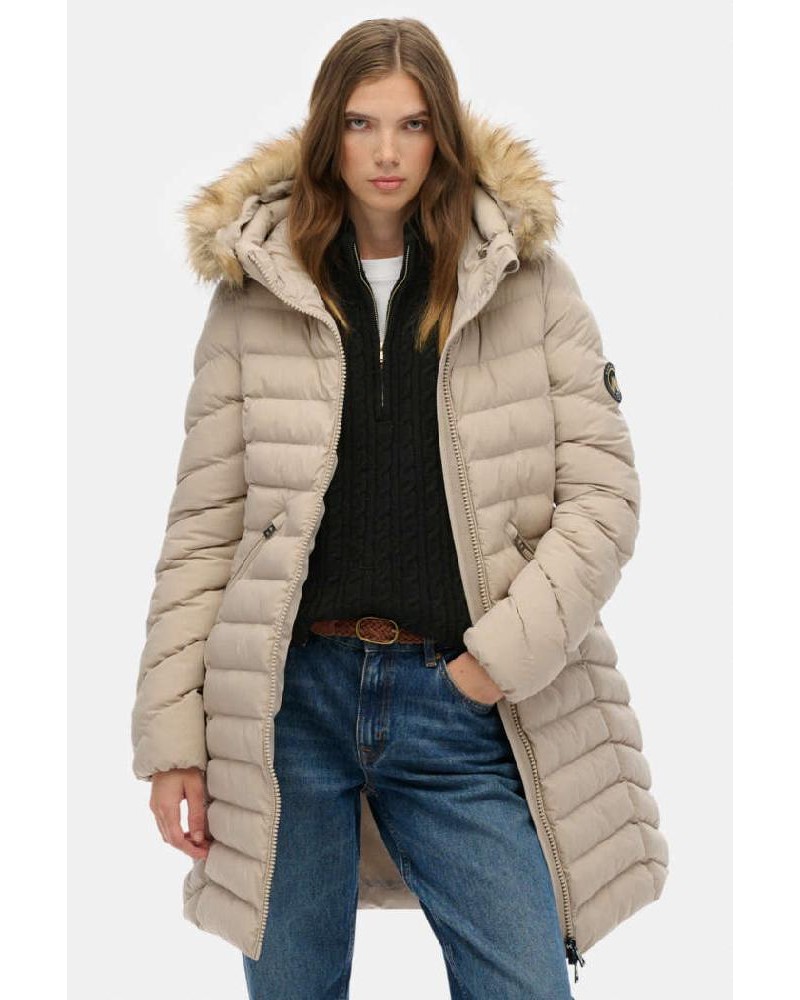 SUPERDRY & CO D2 OVIN FUJI FAUX FUR HOOD MID LENGTH ΜΠΟΥΦΑΝ ΓΥΝΑΙΚΕΙΟ - SD0APW5011999A000000